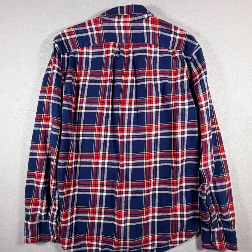 J.Crew Classic Flannel Plaid Button Up Shirt Navy Red Men’s Size L - Picture 5 of 5